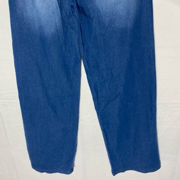 Women’s Med Wash Blue Denim High Rise Wide Leg Pull On Jeans 28 - Picture 11 of 14